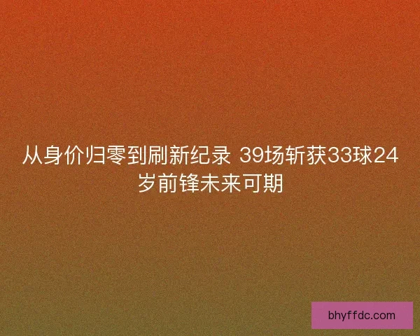 从身价归零到刷新纪录 39场斩获33球24岁前锋未来可期