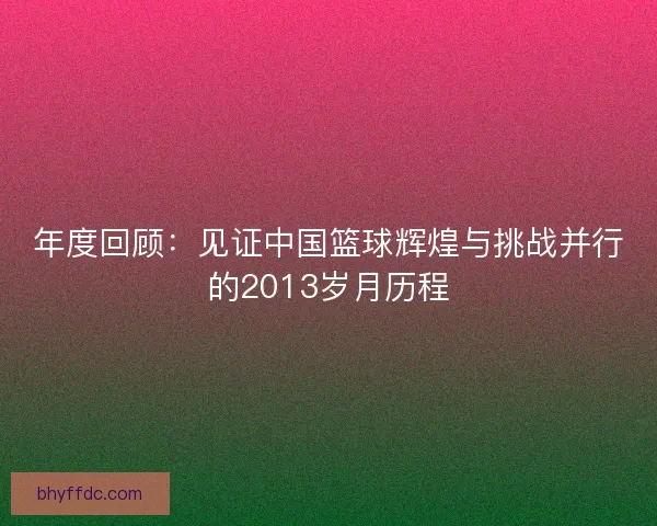 年度回顾:见证中国篮球辉煌与挑战并行的2013岁月历程 年度回顾:见证中国篮球辉煌与挑战并行的2013岁月历程