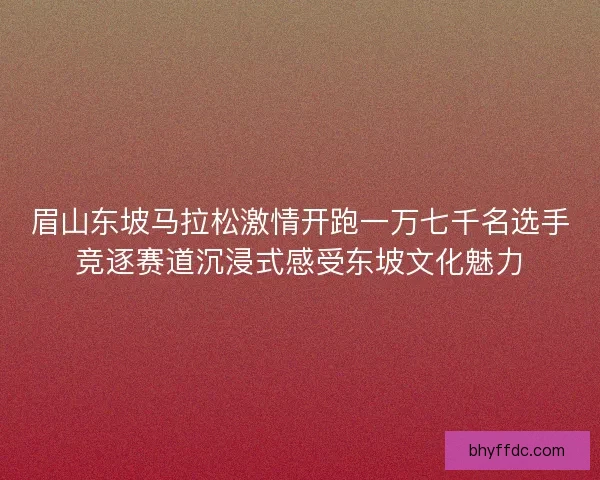 眉山东坡马拉松激情开跑一万七千名选手竞逐赛道沉浸式感受东坡文化魅力 眉山东坡马拉松激情开跑一万七千名选手竞逐赛道沉浸式感受东坡文化魅力